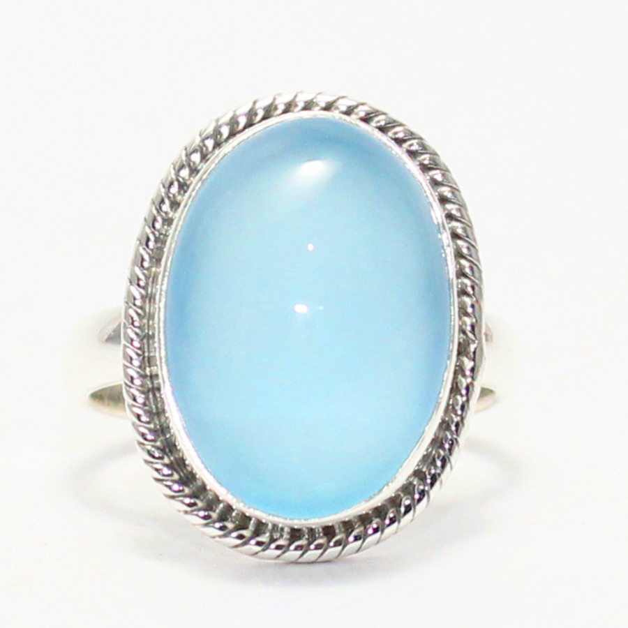 925 Sterling Silver Aqua Chalcedony Ring, Handmade Jewelry, Gemstone Birthstone Ring, Gift For Women