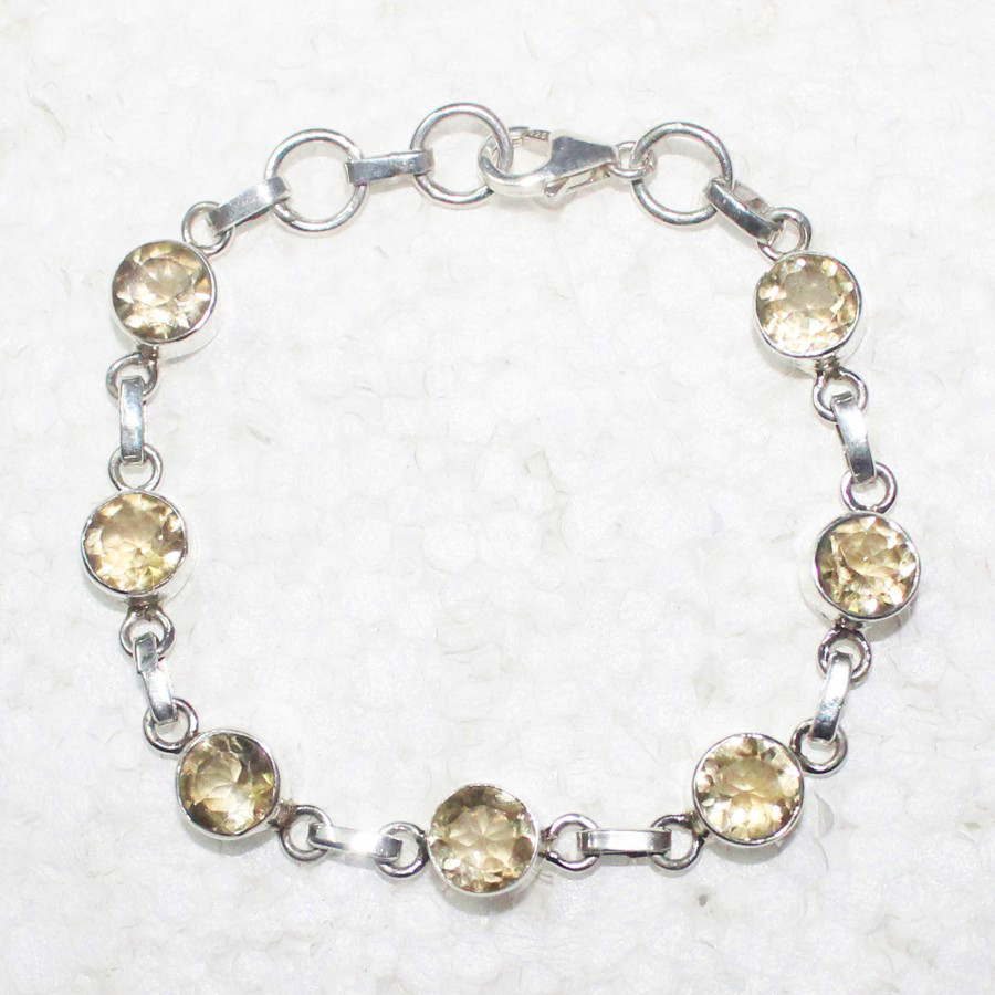925 Sterling Silver Natural Citrine Bracelet, Handmade Jewelry, Gemstone Birthstone Bracelet, Gift For Women