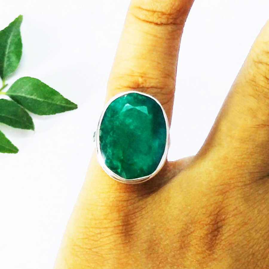 925 Sterling Silver Emerald Ring, Handmade Jewelry, Gemstone Birthstone Ring, Gift For Women