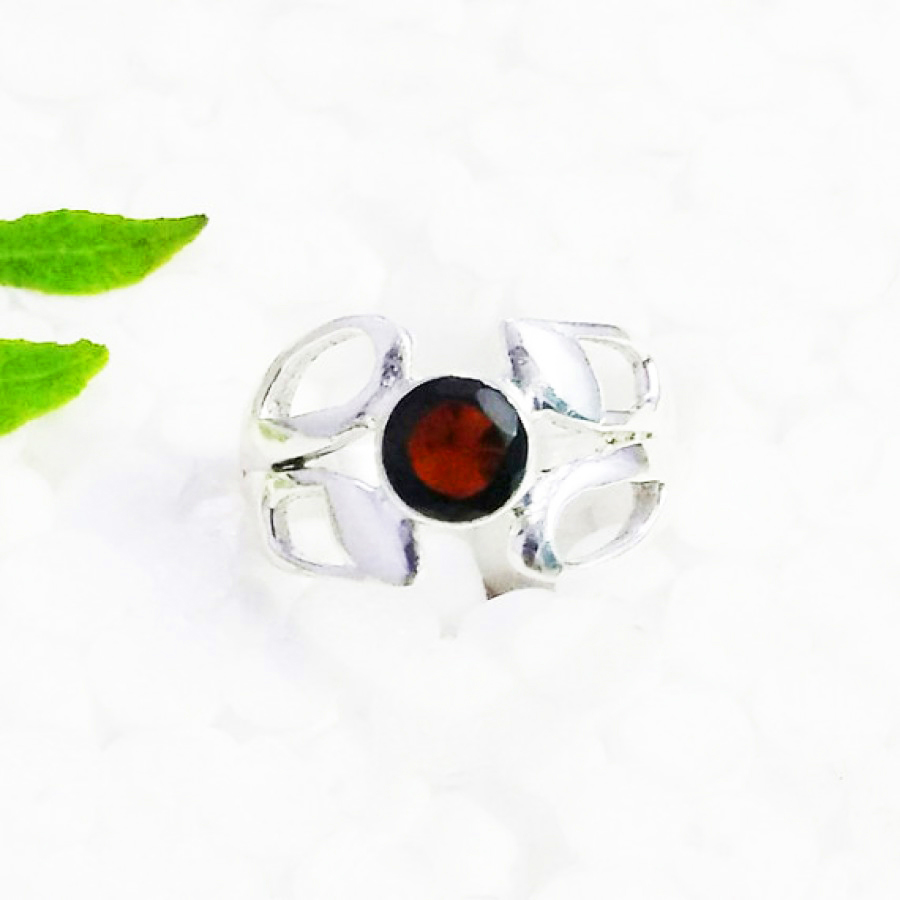 925 Sterling Silver Garnet Ring, Handmade Jewelry, Gemstone Birthstone Ring, Gift For Her