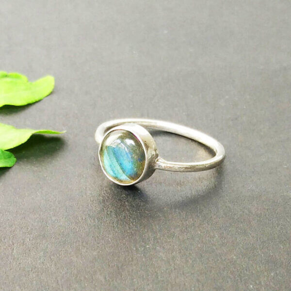 925 Sterling Silver Labradorite Ring Handmade Jewelry Gemstone Birthstone Ring side picture