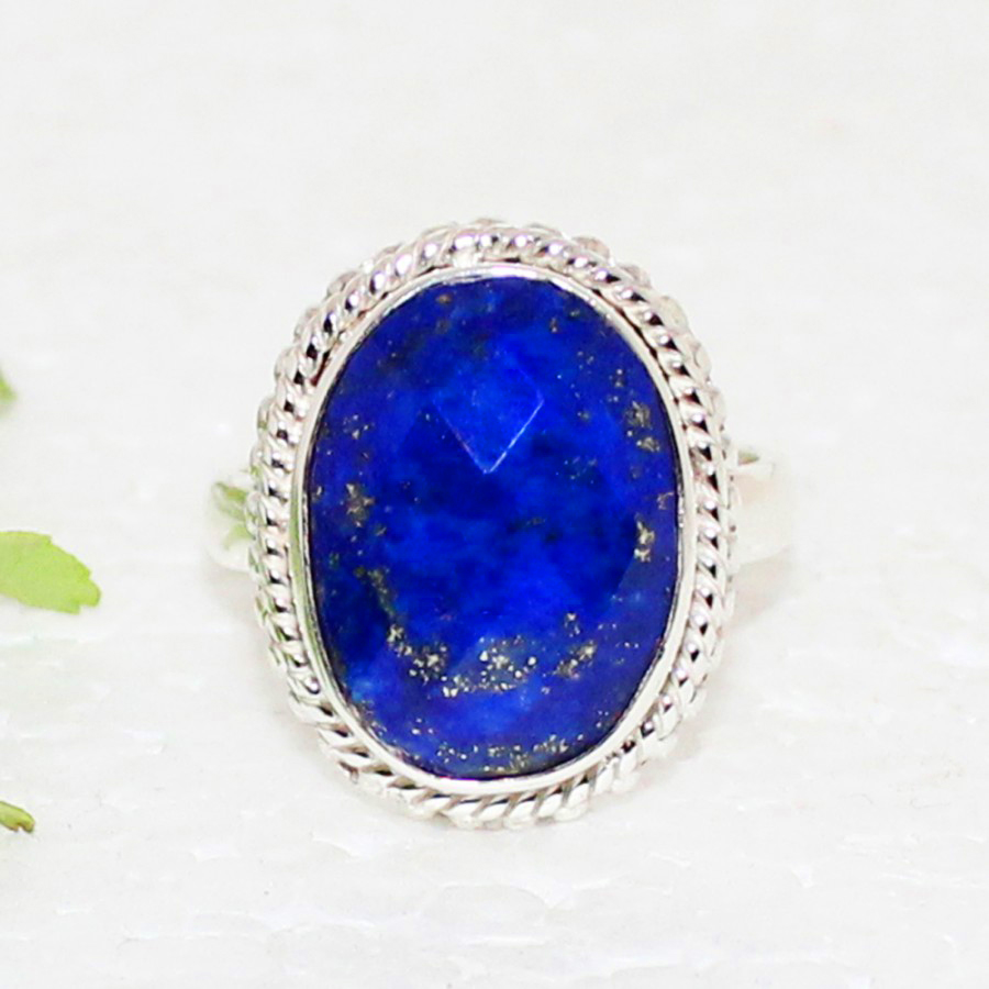 925 Sterling Silver Lapis Ring, Handmade Jewelry, Gemstone Birthstone Ring, Gift For Her