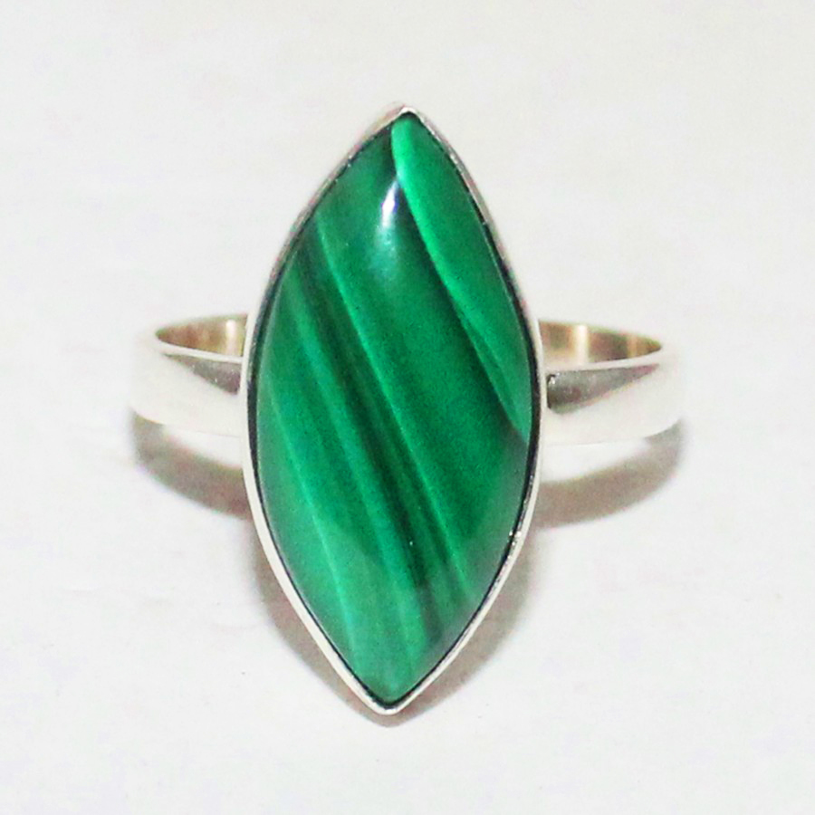 925 Sterling Silver Malachite Ring, Handmade Jewelry, Gemstone Birthstone Ring, Gift For Her