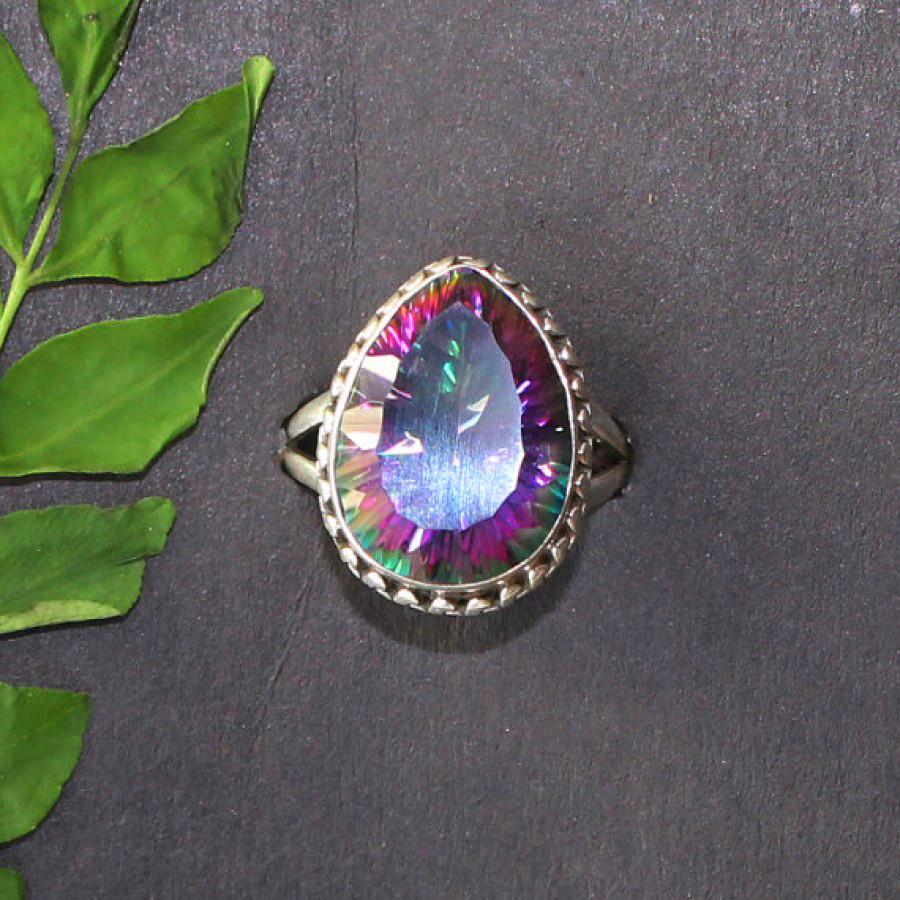 925 Sterling Silver Mystic Topaz Ring, Handmade Jewelry, Gemstone Birthstone Jewelry, Gift For Her