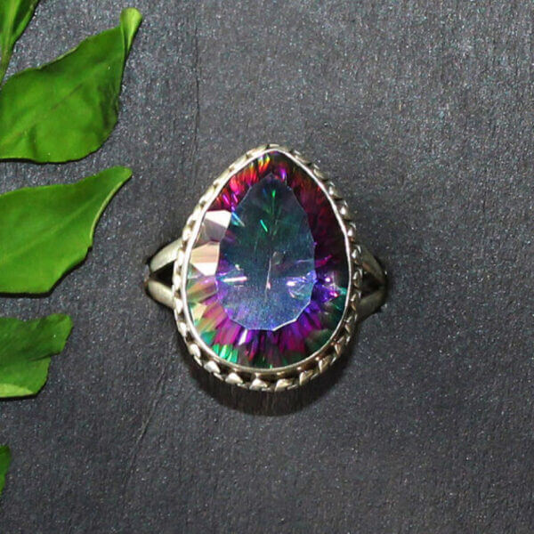 925 Sterling Silver Mystic Topaz Ring Handmade Jewelry Gemstone Birthstone Ring front picture