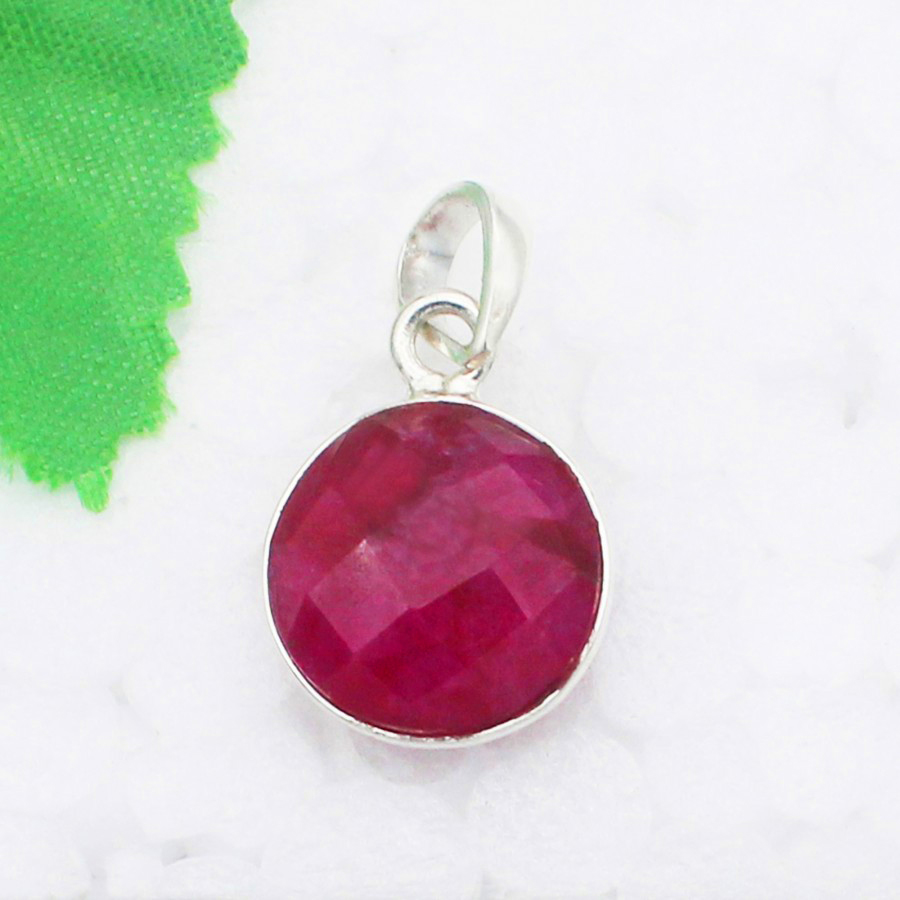 925 Sterling Silver Ruby Necklace, Handmade Jewelry, Gemstone Birthstone Necklace, Free Silver Chain 18″, Gift For Her