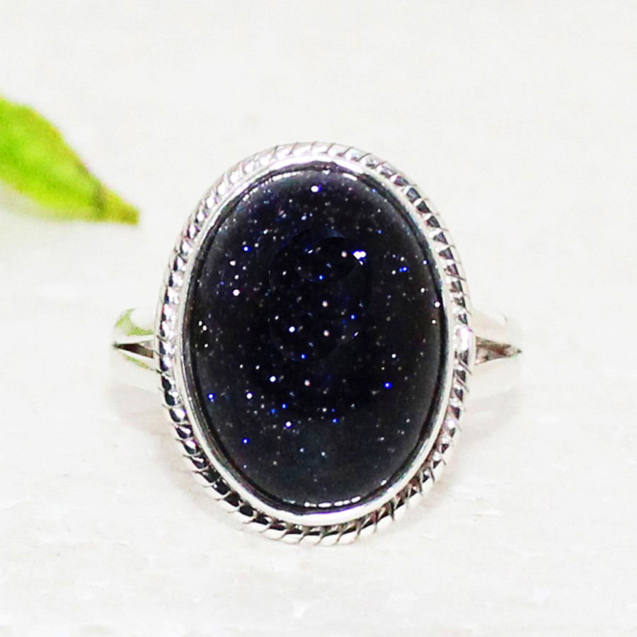 925 Sterling Silver Blue Sunstone Ring, Handmade Jewelry, Gemstone Birthstone Ring, Gift For Women